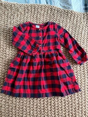 Carter's Red and Black Buffalo Plaid Button-Front Dress